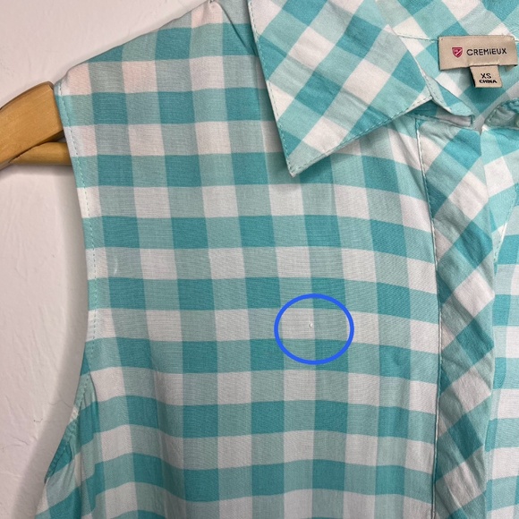 Cremieux Women's Button Down Plaid Summer Top, Teal and White, XS - Picture 9 of 9